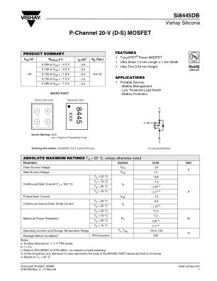 SI8445DB 数据手册首页