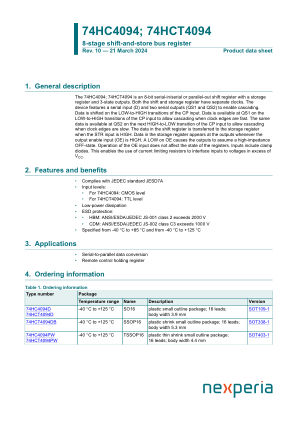 74HCT4094PWJ datasheet cover page