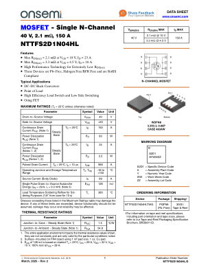 NTTFS2D1N04HL datasheet cover page