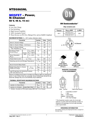 NTD5865NL datasheet cover page