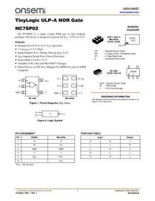 NC7SP02 数据手册首页