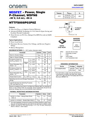 NTTFS008P03P8Z datasheet cover page