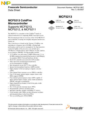 MCF5213EC 数据手册首页