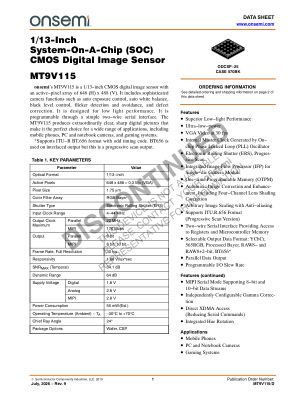 MT9V115 datasheet cover page