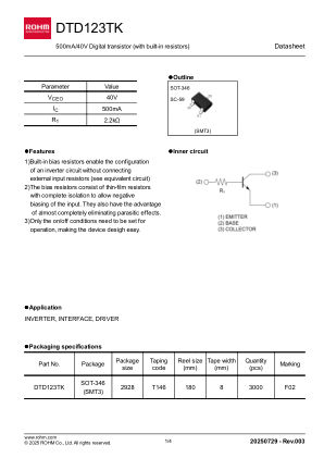 DTD123TK datasheet cover page