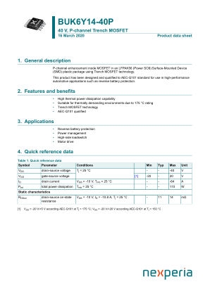 BUK6Y14-40P datasheet cover page