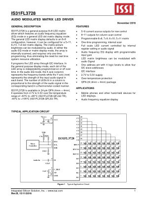IS31FL3728-QFLS2-TR datasheet cover page