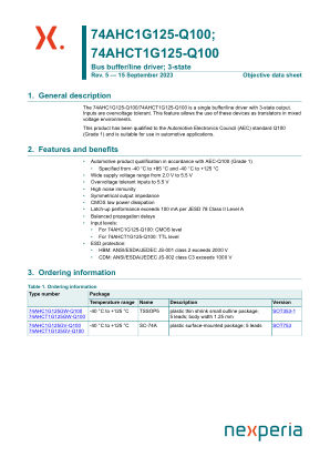74AHC1G125GW-Q100H datasheet cover page