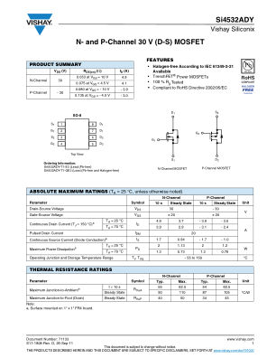 SI4532ADY 数据手册首页