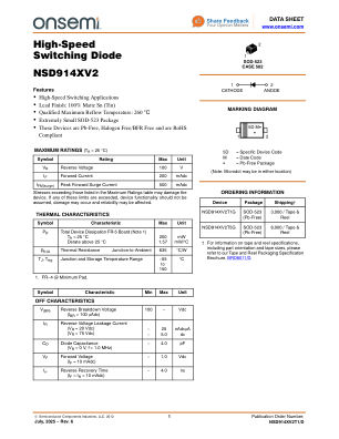 NSD914XV2T1 datasheet cover page