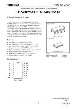 TC74HC251AF datasheet cover page