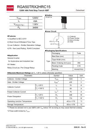 RGA50TRX2HR datasheet cover page