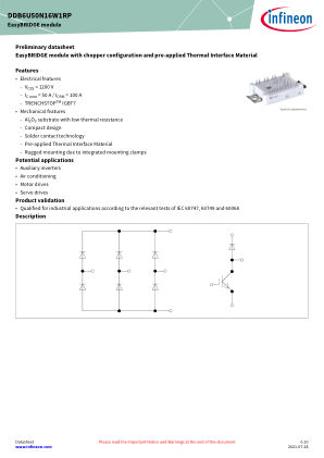 DDB6U50N16W1RP datasheet cover page