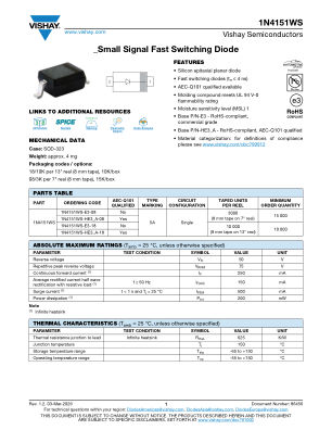 1N4151WS datasheet cover page