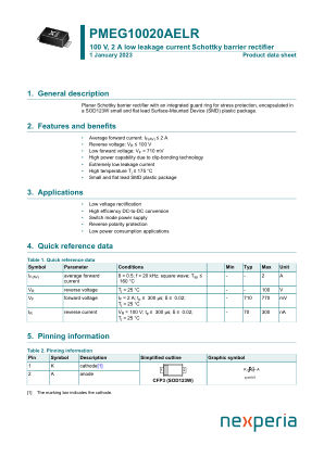 PMEG10020AELRX datasheet cover page