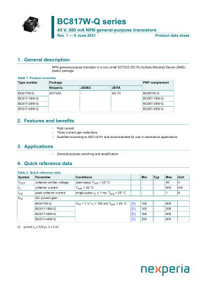 BC817W-QX datasheet cover page