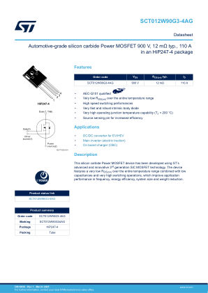 SCT012W90G3-4AG datasheet cover page