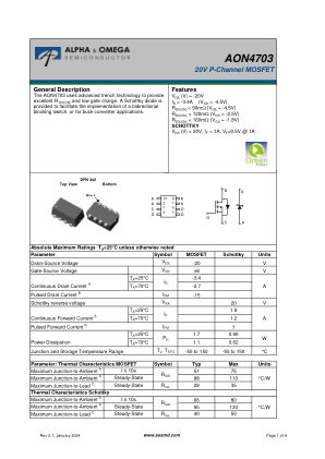 AON4703 数据手册首页