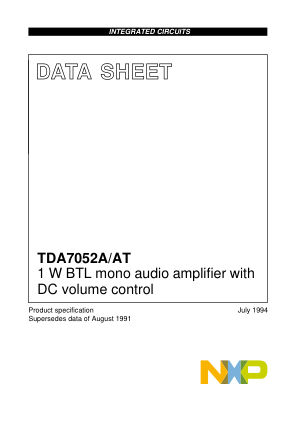 TDA7052A 数据手册首页