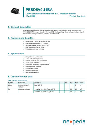 PESD5V0U1BAF datasheet cover page