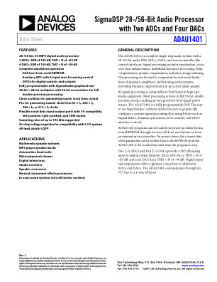 ADAU1401 数据手册首页