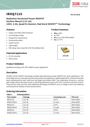 IRHQ7110 datasheet cover page