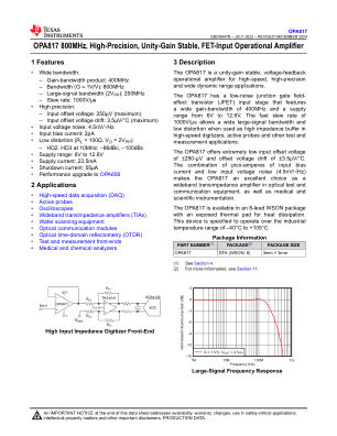 OPA817 datasheet cover page