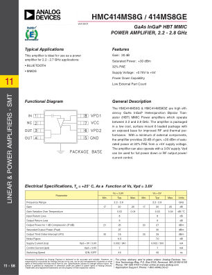 HMC414 datasheet cover page