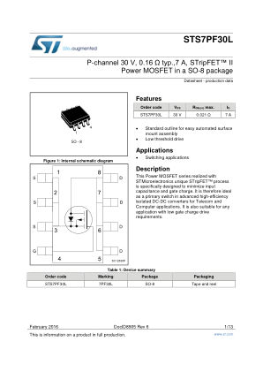 STS7PF30L 数据手册首页