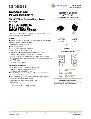 MBRB2060CT datasheet cover page