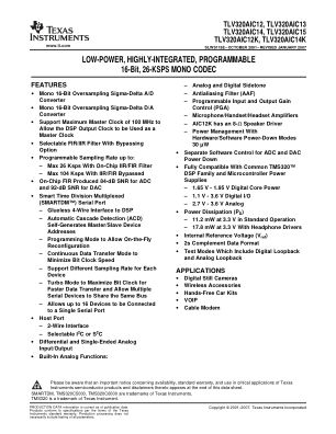 TLV320AIC14K datasheet cover page