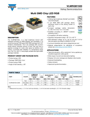 VLMRGB1500 datasheet cover page
