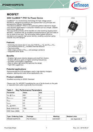 IPD60R1K5PFD7S datasheet cover page