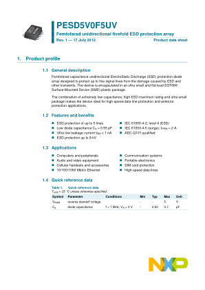 PESD5V0F5UV115 datasheet cover page