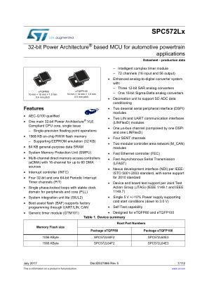 SPC572L60E3 datasheet cover page