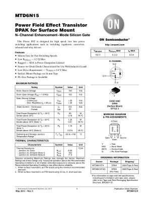 MTD6N15 datasheet cover page