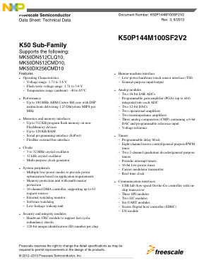 K50P144M100SF2V2 数据手册首页