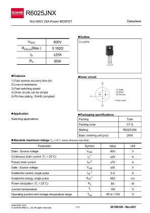 R6025JNX 数据手册首页