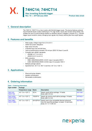 74HC14PW datasheet cover page