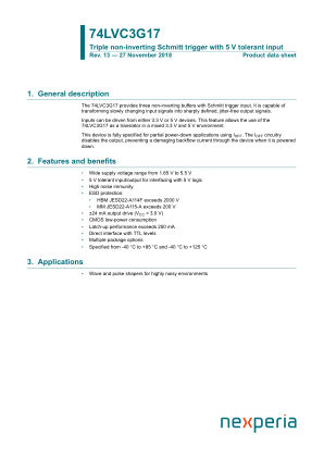 74LVC3G17GM datasheet cover page