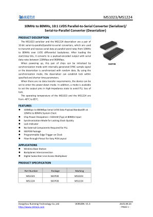 MS1023 datasheet cover page