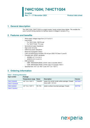 74HCT1G04GV datasheet cover page