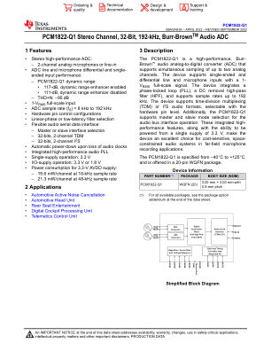 PCM1822-Q1 datasheet cover page