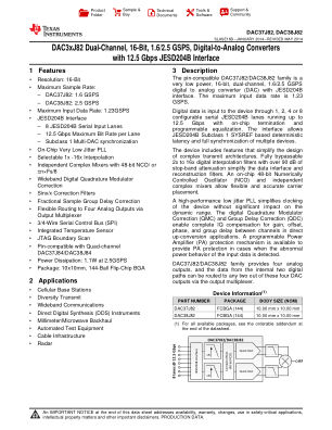 DAC38J82 datasheet cover page