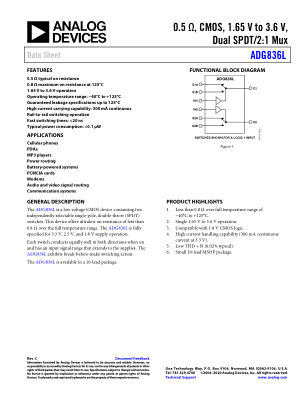 ADG836L 数据手册首页