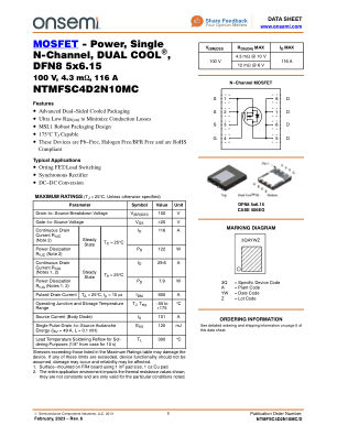 NTMFSC4D2N10MC 数据手册首页