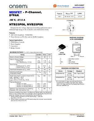 NTB25P06 数据手册首页