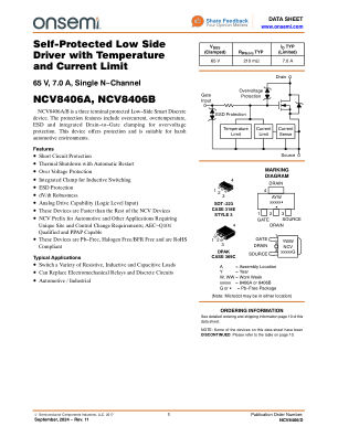 NCV8406 datasheet cover page