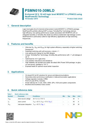 PSMN010-30MLD datasheet cover page