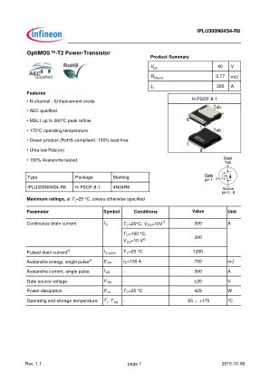 IPLU300N04S4-R8 数据手册首页